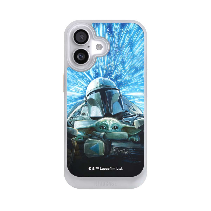 iPhone 17 NIVOcore Grogu und Mando fliegen blau