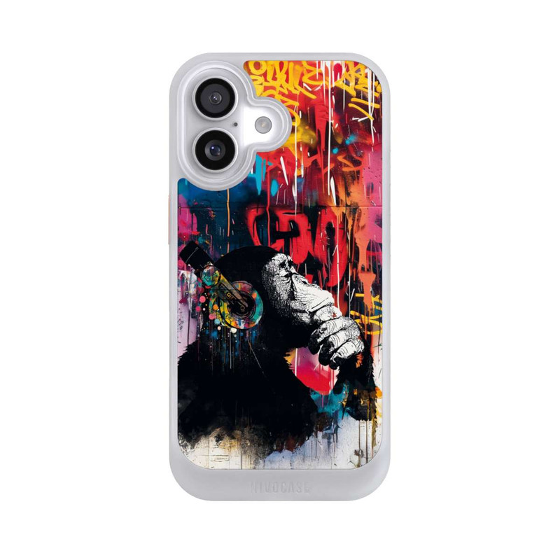 iPhone 17 NIVOcore Affe Stereo Kopfhörer Graffiti Street Art Blau