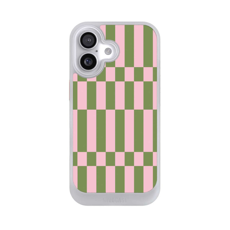 iPhone 17 NIVOcore Thème à Carreaux Sauge et Rose