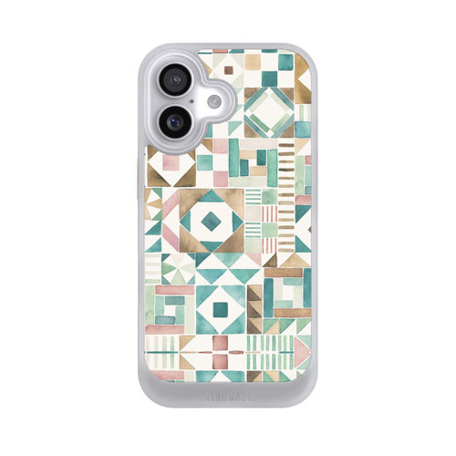 Apple iPhone 17 NIVOcore Geometric Blocks Retro Vintage Patchwork Green