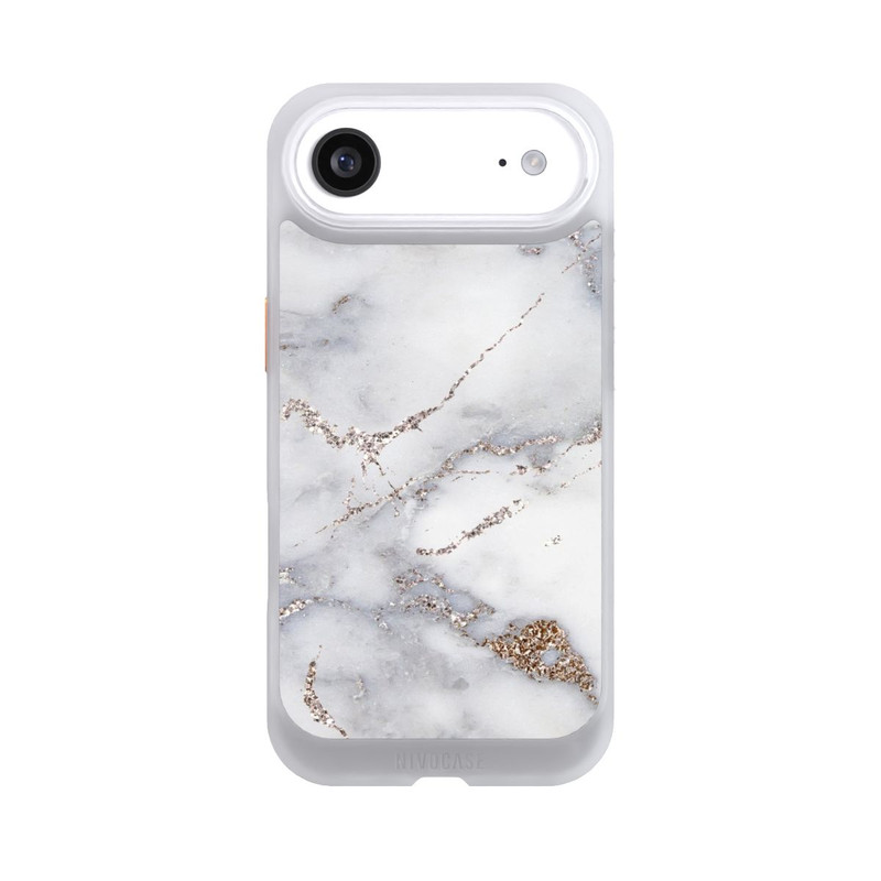 iPhone Air NIVOcore Silberglitzer Marmorlook