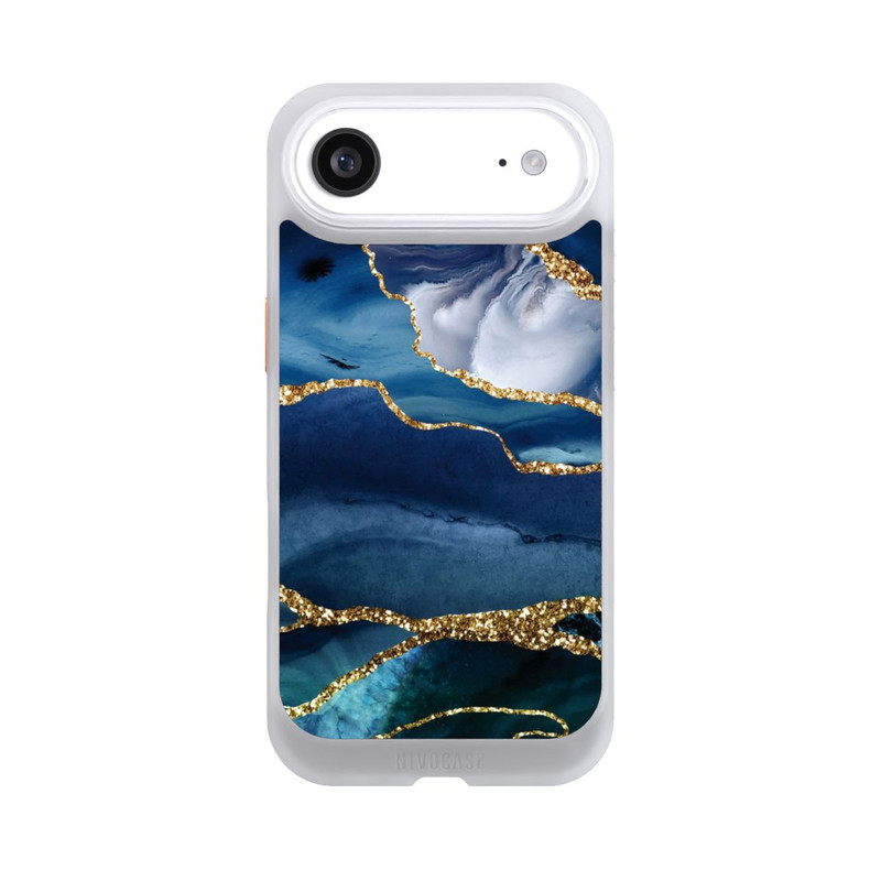 iPhone Air NIVOcore  Blauer Marmor Gold Glitzer Look