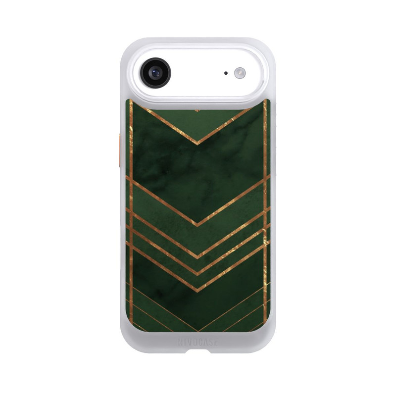 iPhone Air NIVOcore Dunkelgrün gemustert Goldene Streifen