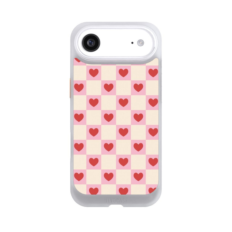 iPhone Air NIVOcore Rosa Kariertes Herzmuster Valentinstag