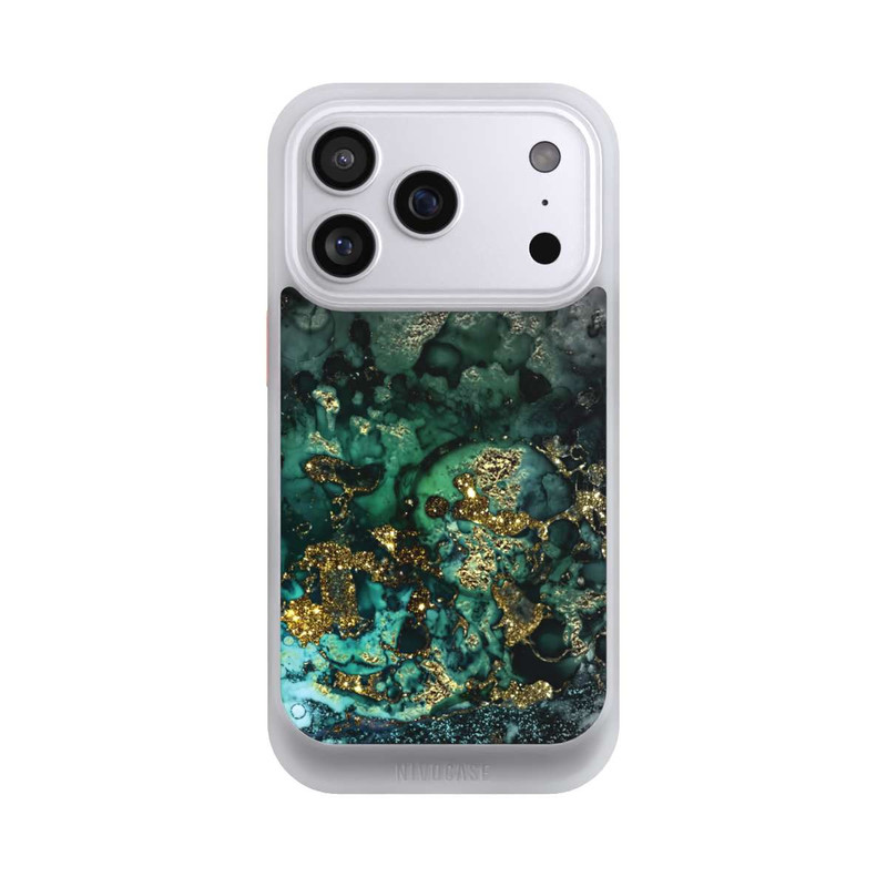iPhone 17 Pro NIVOcore Cyan Glitzer Marmorlook