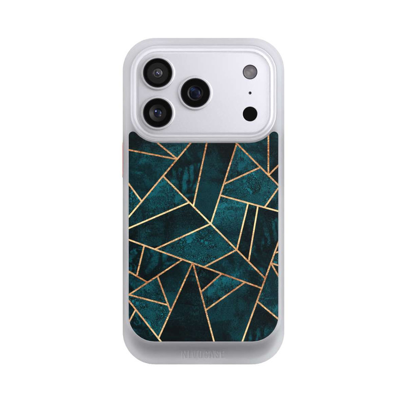iPhone 17 Pro NIVOcore Tief Blaugrün Stein Gold Druck