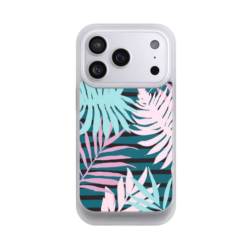 Apple iPhone 17 Pro NIVOcore Pastell-Dschungelblätter rosa blaugrün