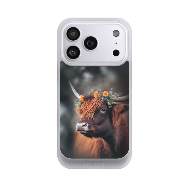 iPhone 17 Pro NIVOcore Hochland Rind mit Blumen mit KI