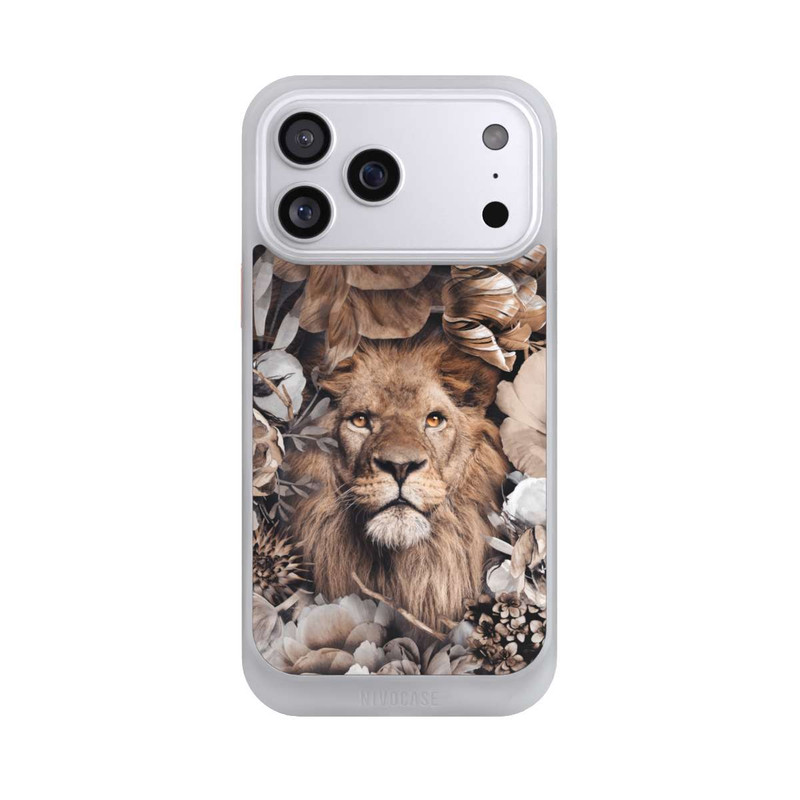 iPhone 17 Pro Max NIVOcore Löwe Blumenrahmen Beige