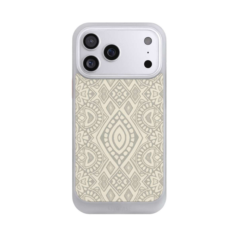 iPhone 17 Pro Max NIVOcore Boho Geometric Mosaic Pattern Neutral Grey and Beige