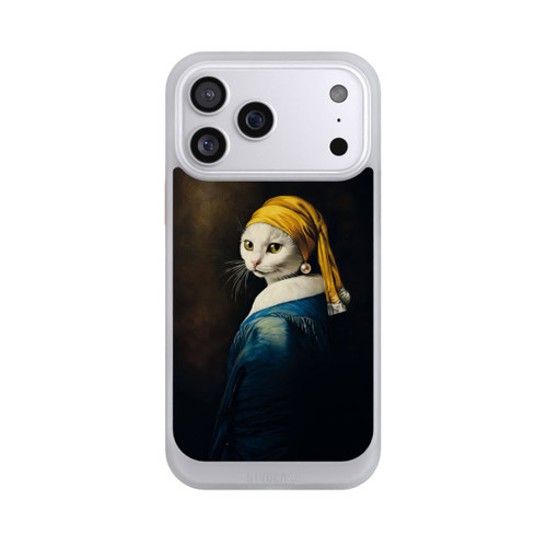 Apple iPhone 17 Pro Max NIVOcore Mädchen mit Perlenohrring als weiße Katze mit KI