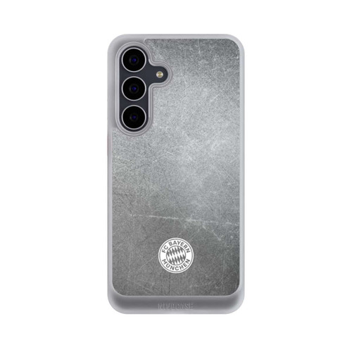 Samsung Galaxy S25 FE NIVOcore Klassisches FCB Logo Klein - Weiß auf Metalllook