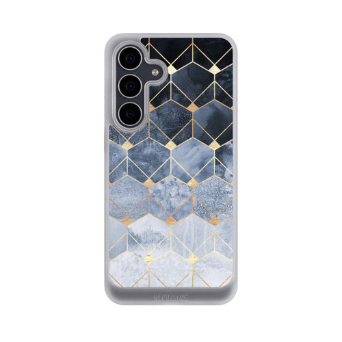 Samsung Galaxy S25 FE NIVOcore Blaue Sechsecke und Diamanten Golddruck