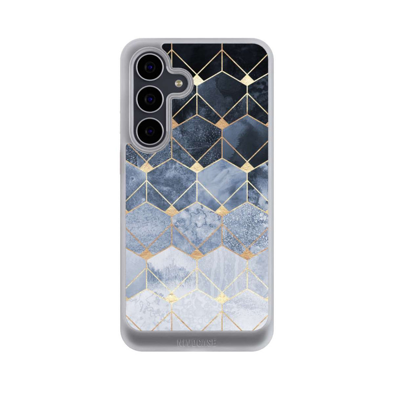 Galaxy S25 FE NIVOcore Blaue Sechsecke und Diamanten Golddruck