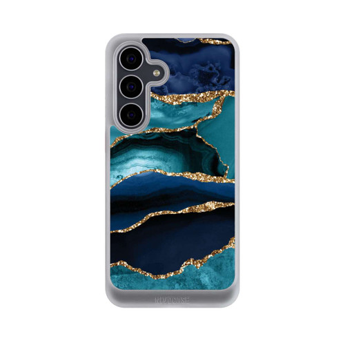 Samsung Galaxy S25 FE NIVOcore Dark and Light Blue Marble Gold Glitter Look