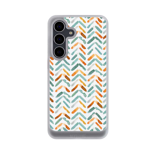 Samsung Galaxy S25 FE NIVOcore Elegantes Herbstchevron Blau Orange