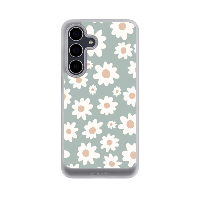 Galaxy S25 FE NIVOcore Daisy Flower Seamless Pattern Green