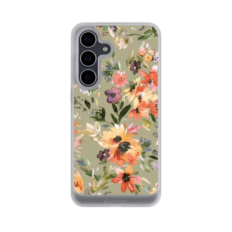 Galaxy S25 FE NIVOcore Malerische tropische Blumen Salbeigrün