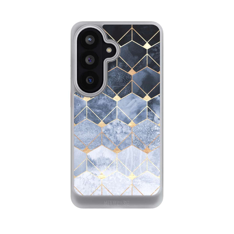 Galaxy S26 NIVOcore Blaue Sechsecke und Diamanten Golddruck