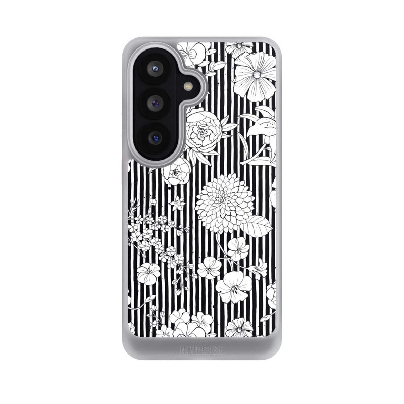 Galaxy S26 NIVOcore Blumen und Streifen Schwarz und Weiß