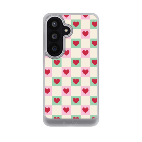 Samsung Galaxy S26 NIVOcore Karomuster Herzen Rosa und Grün Valentinstag
