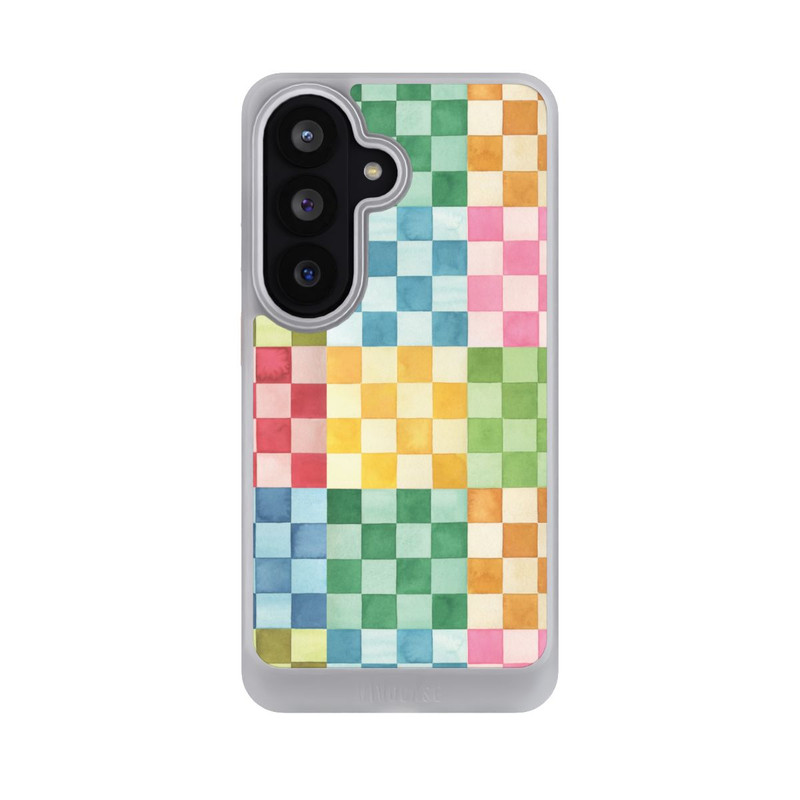 Galaxy S26 NIVOcore Checkerboard Watercolor Chess Geometric Red