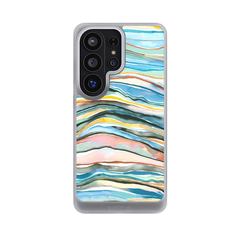 Galaxy S26 Ultra NIVOcore Couches d'agate aquarelle bleues