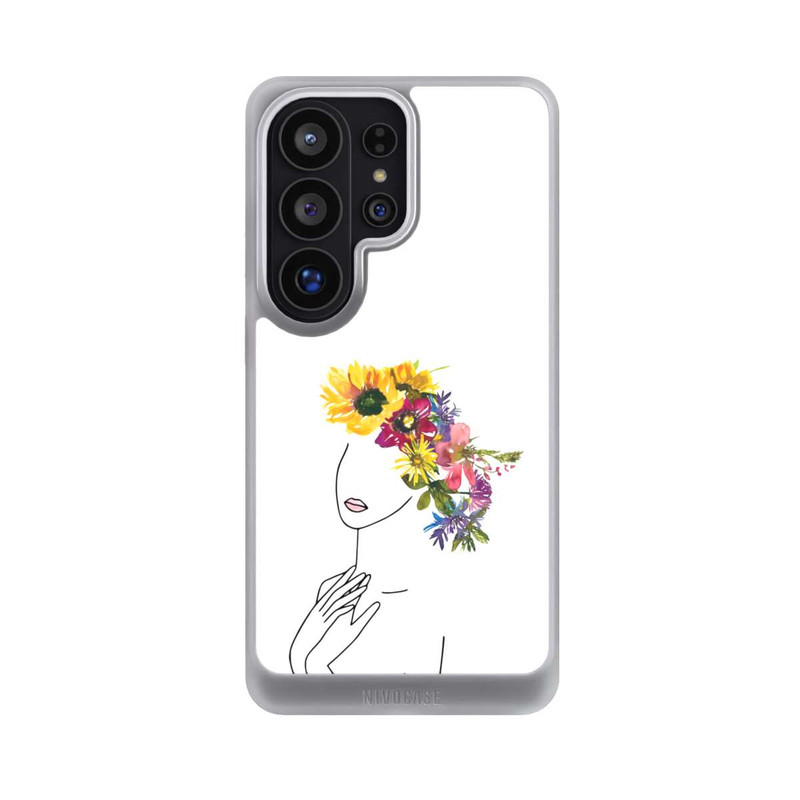 Galaxy S26 Ultra NIVOcore Line Art femme et couronne de fleurs