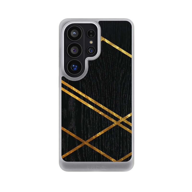 Galaxy S26 Ultra NIVOcore Schwarzes geometrisches Muster Goldene Streifen