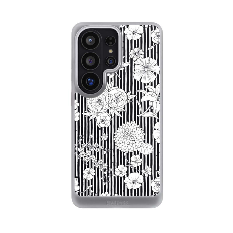 Galaxy S26 Ultra NIVOcore Fleurs et rayures noir et blanc