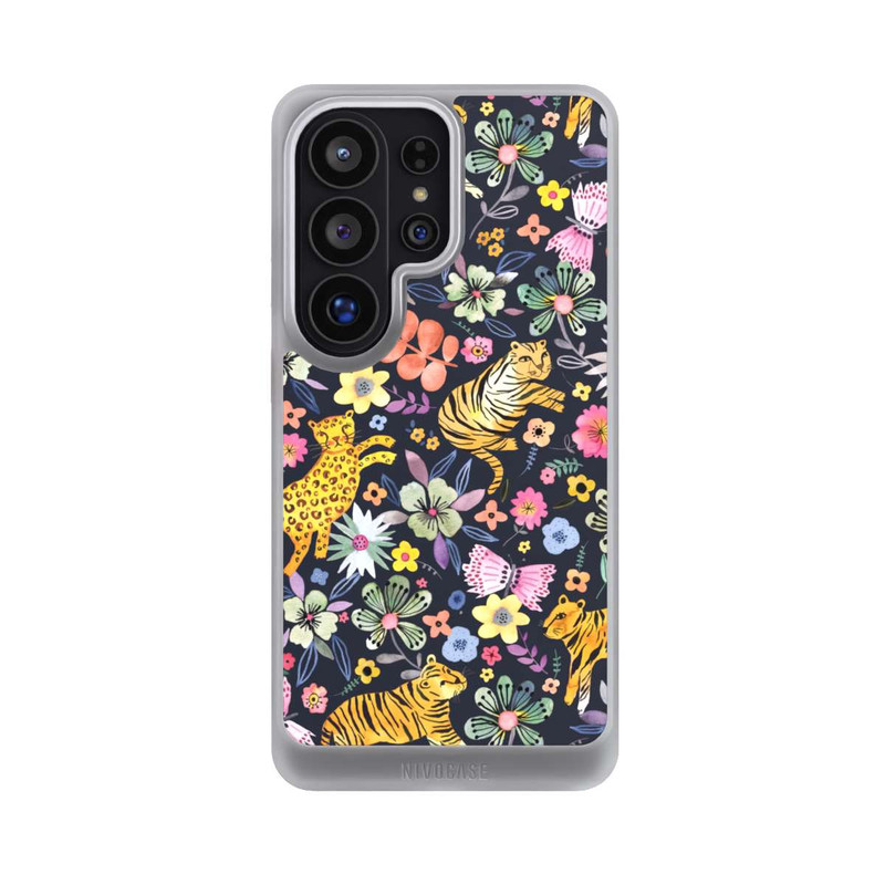 Galaxy S26 Ultra NIVOcore Frühlingsblumen mit Tiger schwarz