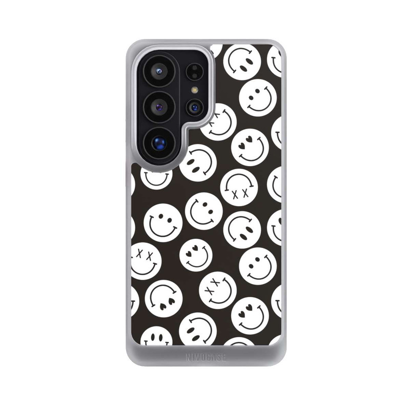 Galaxy S26 Ultra NIVOcore Smiles Emotes Pattern Black And White