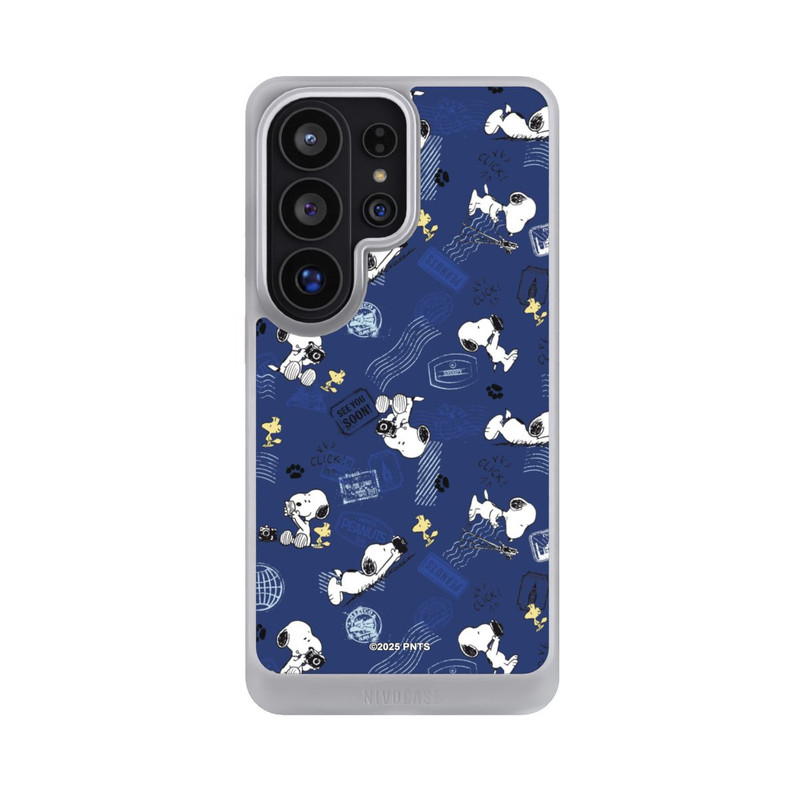 Galaxy S26 Ultra NIVOcore Peanuts Travel Stamps Pattern Blue