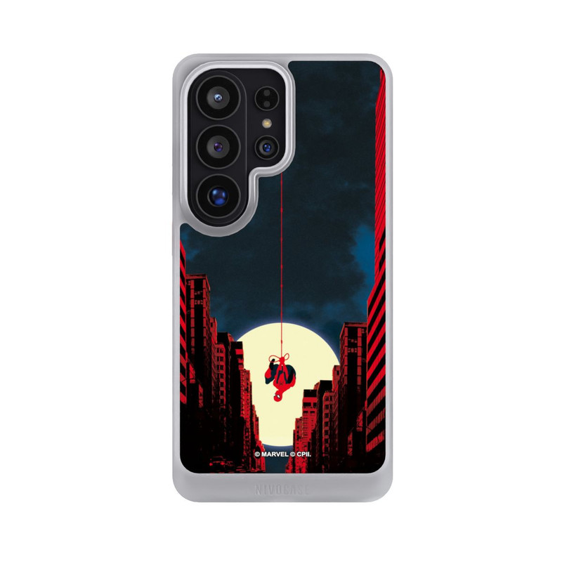Galaxy S26 Ultra NIVOcore Spider-Man Marvel between Skyscrapers