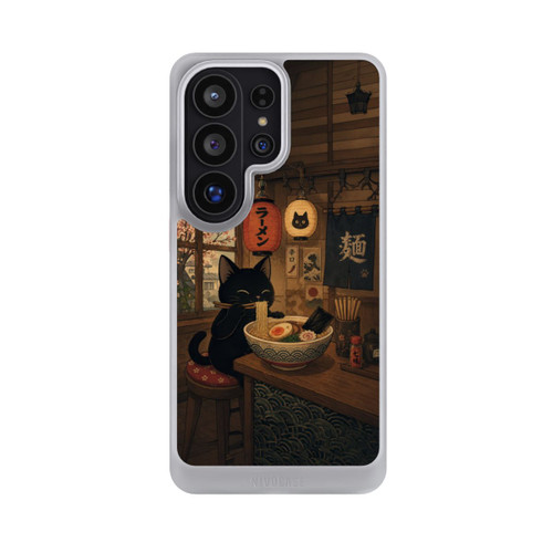 Samsung Galaxy S26 Ultra NIVOcore Bar à ramen avec un chat noir avec l'IA