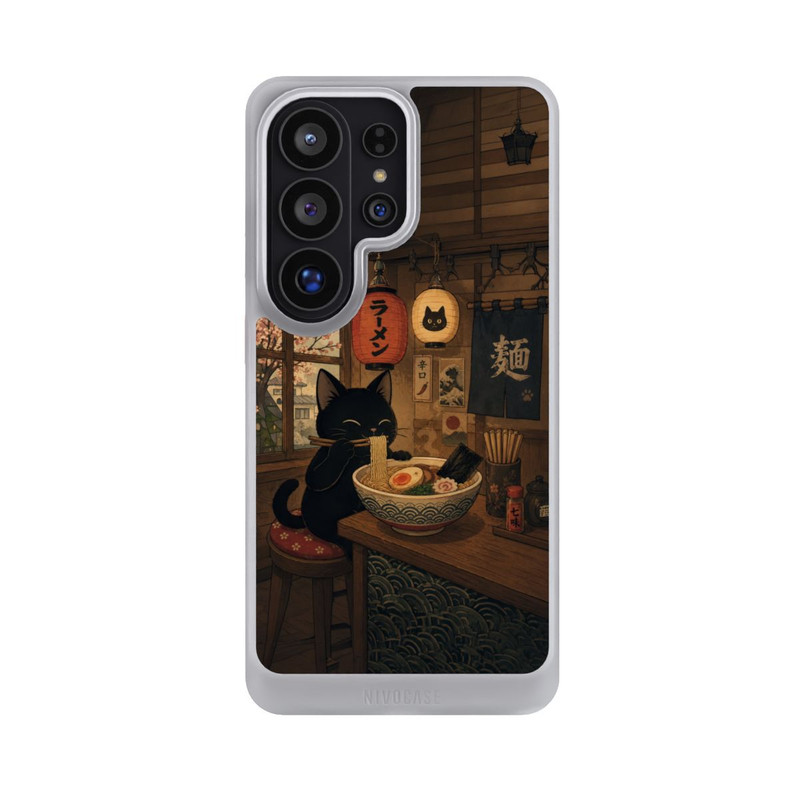 Galaxy S26 Ultra NIVOcore Bar à ramen avec un chat noir avec l'IA