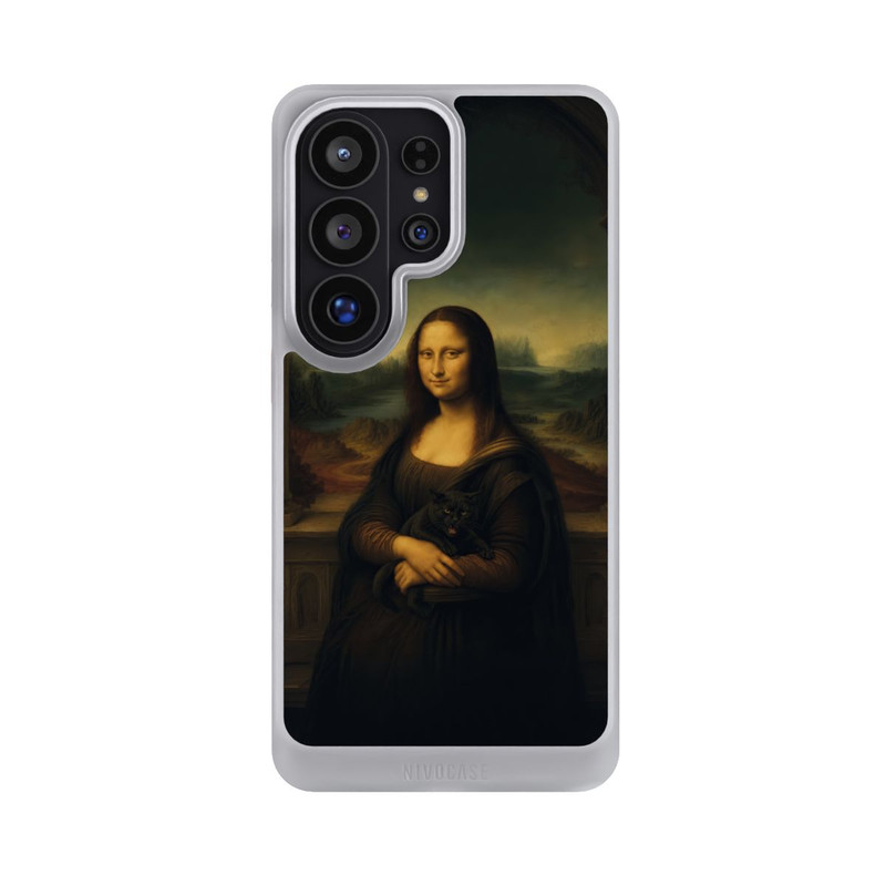 Galaxy S26 Ultra NIVOcore La Joconde de Léonard de Vinci avec un chat noir avec l'IA