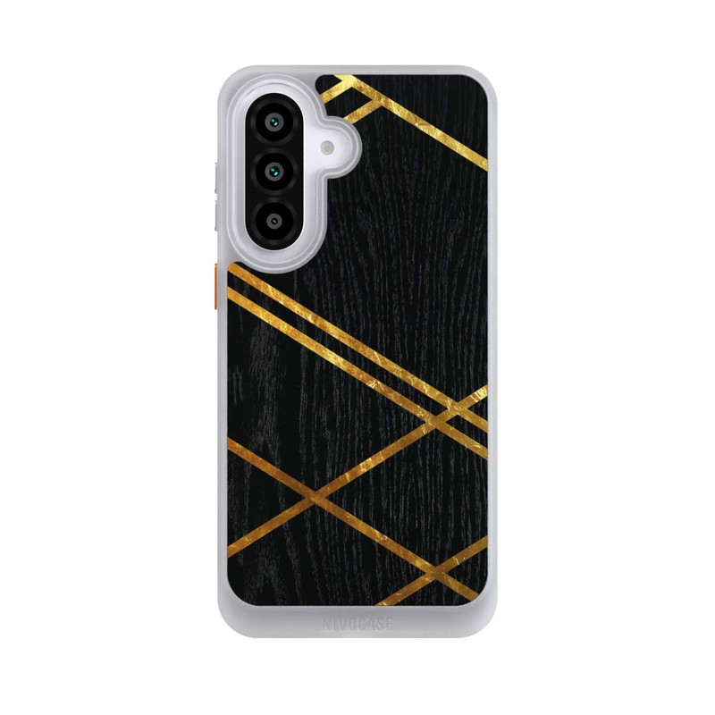 Galaxy A57 5G NIVOcore Black Geometric Pattern Golden Stripes