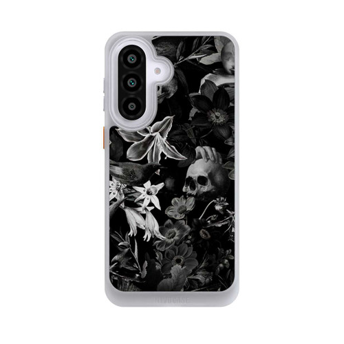 Samsung Galaxy A57 5G NIVOcore Totenköpfe und Blumen auf schwarzem Hintergrund