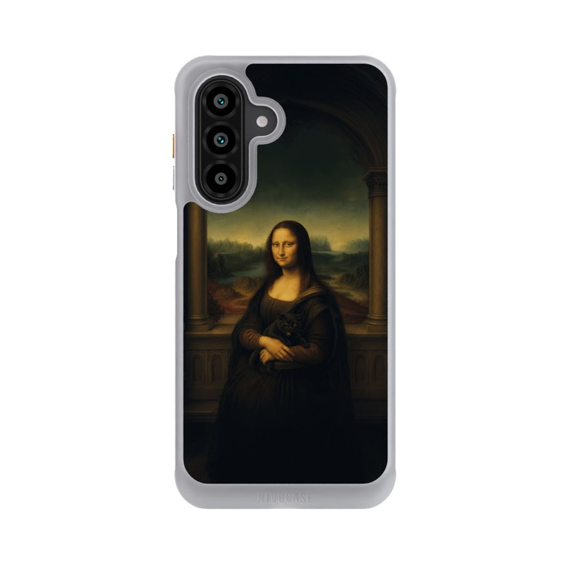 Galaxy A57 5G NIVOcore La Joconde de Léonard de Vinci avec un chat noir avec l'IA