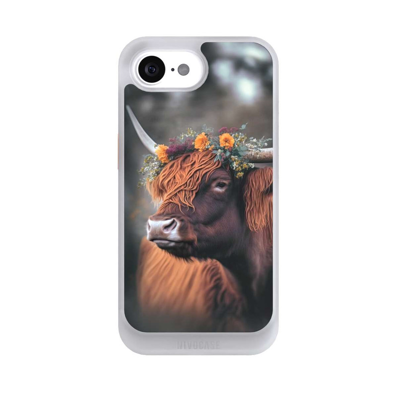 iPhone 17e NIVOcore Hochland Rind mit Blumen mit KI
