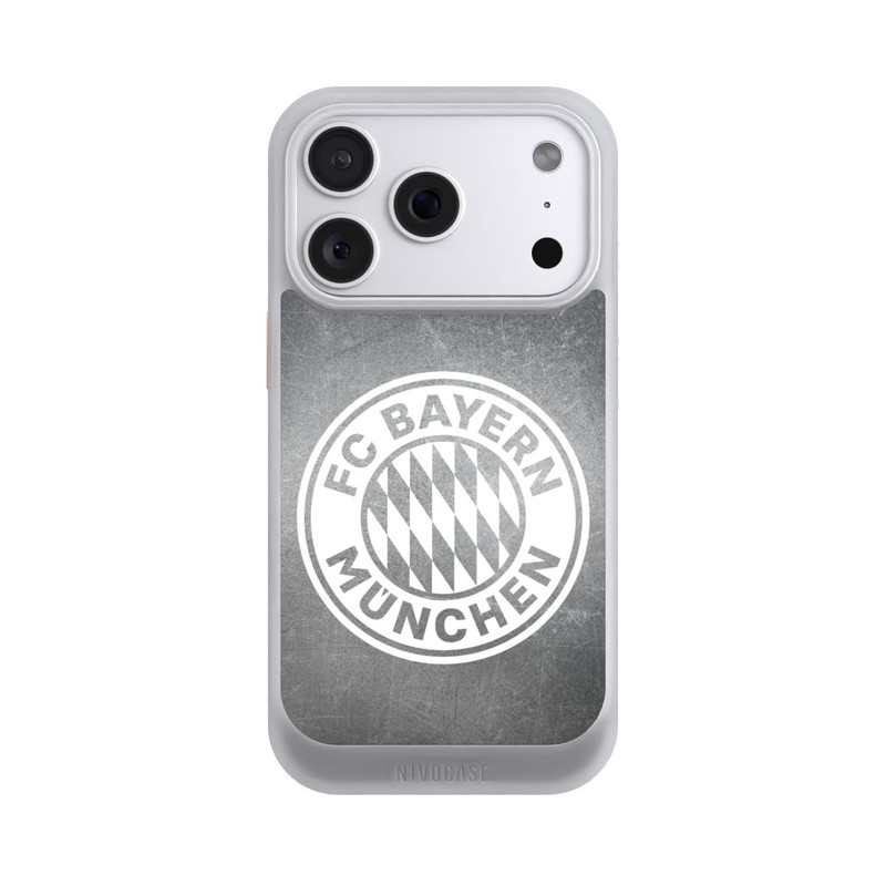iPhone 18 Pro NIVOcore Klassisches FCB Logo Klein - Weiß auf Metalllook