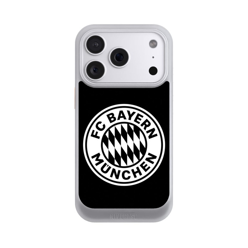 iPhone 18 Pro NIVOcore Klassisches FCB Logo Klein - Weiß auf Schwarz