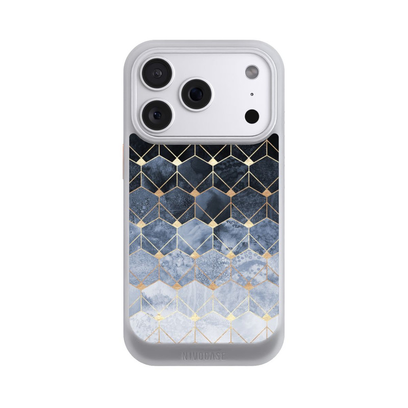 iPhone 18 Pro NIVOcore Blaue Sechsecke und Diamanten Golddruck