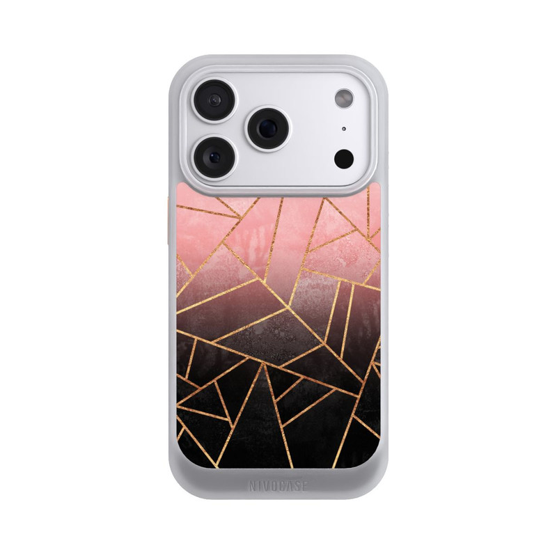 iPhone 18 Pro NIVOcore Pinker und Schwarzer Stein Gold Druck