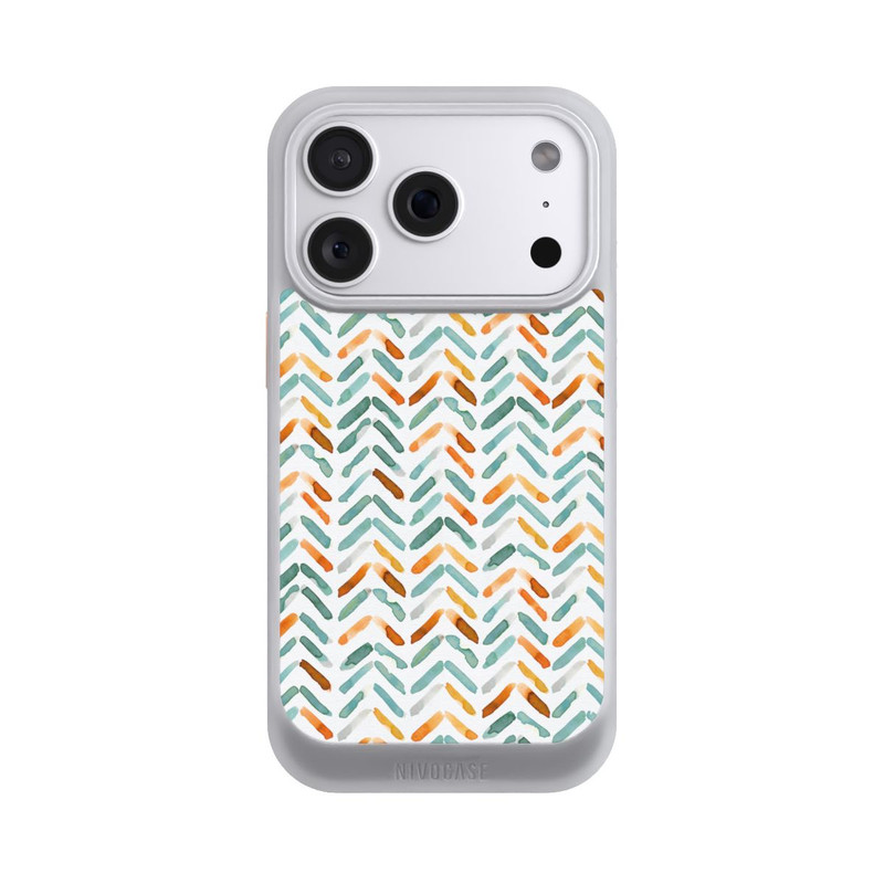 iPhone 18 Pro NIVOcore Élégant Automne Chevron Bleu Orange