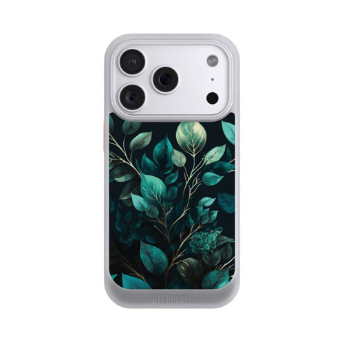Apple iPhone 18 Pro NIVOcore Grüne Eukalyptus Blätter mit dunklem Hintergrund mit KI