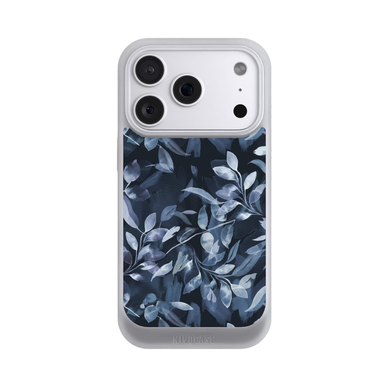 iPhone 18 Pro NIVOcore Mystische Aquarellblätter marineblau