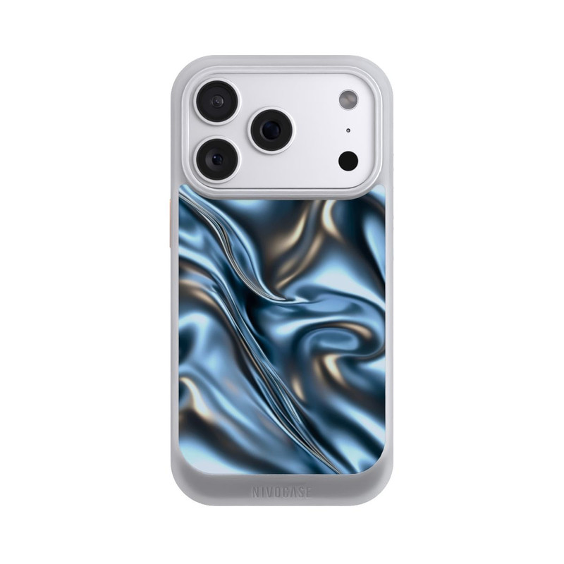 iPhone 18 Pro NIVOcore Glänzender Stoff Chrome Metallic Blau mit KI