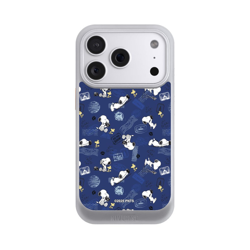iPhone 18 Pro NIVOcore Peanuts Travel Stamps Pattern Blue